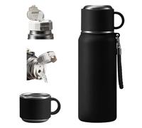 1000ml 3-in-1 Double wall vacuum Leakproof stainless steel wide mouth insulated water bottle; tea tumbler with straw,cup,lid and lifting rope; travel coffee thermoses hot drinks; cold thermal flask
