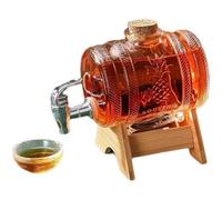 1000ML/3000ml/5000ml Wine Drink Dispenser, Whiskey Decanter with Wooden Stand, Glass Wine Barrel with tap for Scotch Bourbon Vodka Rum and Liquor Party Drink,Gifts for Boyfriend,Husband,Father 3000ml