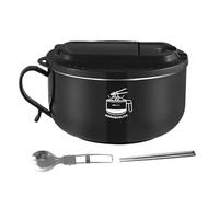 1000ml Bowl, Noodle Pasta Cooker, Stainless Steel Noodle Bowl with Lid and Folding Chopsticks/Spoon, Double-Layer Insulated Soup Bowls, Cooling Air Holes Design for Camping Travel Office