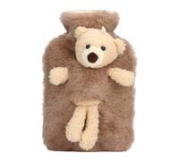 1000ml Brown Hot Water Bottle with Adorable Teddy Bear Soft Cover, Leak-Proof for Warmth, Pain Relief, Cramps - Multifunctional Home & Office Use