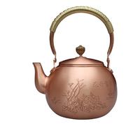 1000ML Chinese Retro Pattern Retro Copper Tea Kettle Stovetop Teapot Stove Top Copper Pot Turkish Pot Pure for Stovetop (1600ml Flower)