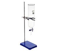1000mL Dropping Funnel with Laboratory Support Stand - Includes Glass Dropping Funnel, 6 lb Metal Retort Base & Rod, Clamp with Bosshead - Eisco Labs