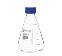 1000mL Glass Erlenmeyer Flask with PTFE Lined Screw Cap, Borosilicate 3.3 Glass - Eisco Labs