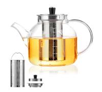 1000ml Glass Teapots with Infuser, 100% Lead Free Heat Resistant Glass Tea Pot with Lid Large Teapot Removable Mesh Filter for Loose Tea, Herbal Tea, Sage Tea Maker,Big