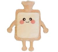 1000ML Hot Water Bottle with Cute Toast Bread Plush Cover, Large Rubber Hot Water Bag Hand Warmer for Pain Relief, for Women & Girls (Style 2) - Bottle with Cover