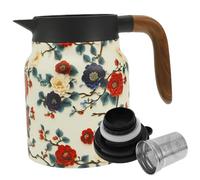 1000ML Insulated Tea Pot, Vintage Pattern Insulated Teapot Built-in Infuser, Stainless Steel Thermal Carafe, Thermal Jug, Teas Pot Infusers Teapot with Wood Handle for Coffee, Tea & Beverage