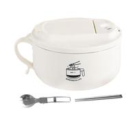 1000ml Large Capacity Instant Noodle Bowl with Chopsticks Spoon, Rapid Ramens Bowl with Filterable Lid Handle, Double Wall Stainless Steel Anti-Scald Lunch Box for Home Office College Dorm