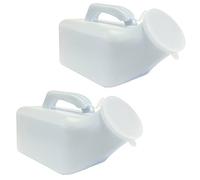 1000ml Male Mens Travel Outdoor Plastic Emergency Portable Toilet Urinal - 2 x Bottles + Lid