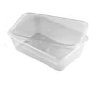 1000ml Plastic Rectangular CONTAINERS & LIDS Clear Microwave Safe Food Takeaway (Qty : 200)