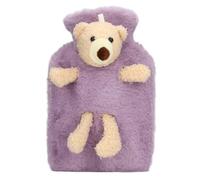 1000ml Purple Hot Water Bag with Adorable Teddy Bear Plush Cover - Multifunctional for Home & Office Use, Leak - Proof Rubber, Ideal for Warmth & Pain Relief