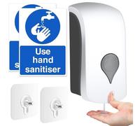 1000ML Soap Dispenser, Wall Mounted Liquid Soap Dispenser, Manual Gel Liquid Shampoo Detergent Container for Bathroom Kitchen Hotel School Office USE HAND SANITISER Sign Stickers (White)