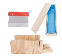 1000ml Soap with Silicone Lining, Oak Wood Box, Stainless Steel Cutter Set, Blue - Easy Demolding, Adjustable Thickness, DIY Soap and Baking