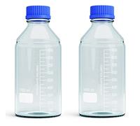 1000ml Storage Glass Bottles - 2pcs Round Media Storage Bottle - Borosilicate Glass Bottles - Safe Probe Storage Glass Storage Bottles with GL45 Blue Screw Cap (1000ml - 2pcs)