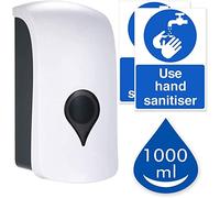 1000ml Wall Mounted Soap Dispenser, Manual Shower Gel Liquid Shampoo Sanitizer Dispenser Holder for Business, Hotel, Office, Home, Healthcare Facilities, With 2 Pcs USE HAND SANITISER Sign Sticker