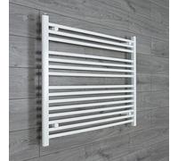1000mm 1meter Wide Chrome or White Heated Towel Rail Radiator Flat/Straight Ladder for Stylish Bathroom (1000 x 800 mm White)