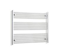1000mm 1meter Wide Chrome or White Heated Towel Rail Radiator Flat/Straight Ladder for Stylish Bathroom (1000 x 800 mm Chrome)
