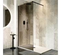 1000mm Black Smoked Glass Shower Screen for Wet Room & Walk In Shower - Atlas