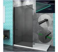 (1000mm) Black Walk In Wet Room Shower Enclosure 8mm Nano Glass