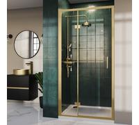 1000mm Brushed Brass Hinged Shower Door 8mm Glass - Pavo