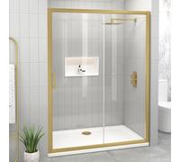 1000mm Brushed Brass Sliding Shower Door 6mm Safety Tempered Glass Reversible Shower Enclosure Cubicle Screen