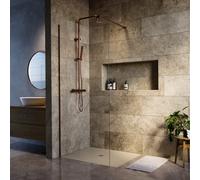 1000mm Brushed Bronze Shower Screen for Wet Room & Walk In Shower - Corvus