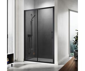 (1000mm) ELEGANT 1900mm Black Sliding Shower Door, 8mm Tempered Glass with NANO Self-Clean Coating, Matte Black Frame