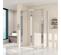 1000mm Reversible Bi-Fold Shower Enclosure, 5mm Glass, Chrome | 5mm toughened safety glass, space-saving bi-fold design,ideal for wet rooms, en-suites and small bathrooms