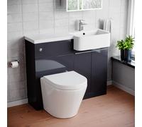 1000mm RH Freestanding Cabinet Dark Grey with Basin, WC Unit & Toilet