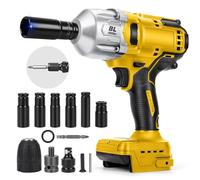 1000Nm Cordless Impact Wrench for Dewalt 18V 20V Max Battery, 1/2" Brushless Electric Wrench with 6 Sockets, 2400RPM, 3300IPM, for Truck, Heavy-Duty Project (Tool Only, No Battery)