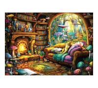1000pc Adult Jigsaw Puzzle, Enchanting Fantasy Forest Mushroom Scene, Family Game Night
