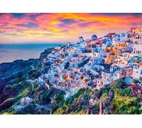 1000pc Adult Jigsaw Puzzle, Santorini Oia Greek Resort Island | with rich colors clear image quality. It is relaxing and intellectually stimulating.family entertainment