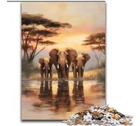 1000Pc Adults Jigsaw Puzzle African Elephant Puzzles for Adults Home Decor & Interactive Family Game, (Size 50x75cm)