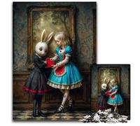 1000Pc Adults Jigsaw Puzzle Alice And The White Rabbit Paper Jigsaw Home Activity for Holidays Birthdays And Family Game Nights 1000 PCS(38x26cm)