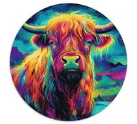 1000Pc Adults Jigsaw Puzzle Animal Buffalo Round Cardboard Jigsaw Family Interactive Game,Craft Gift with Colorful Artwork (67.5x67.5cm)