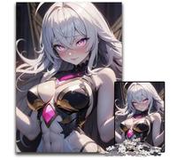 1000Pc Adults Jigsaw Puzzle Anime Girl with Pink Eyes Wooden Jigsaw Puzzles for Adults DIY Home Decor Gift Brain Teaser Game 1000 PCS(75x50cm)