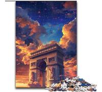 1000Pc Adults Jigsaw Puzzle Arc De Triomphe Jigsaw Puzzle Made of Wood,Challenging DIY Brain Teaser, Interactive Family Game 1000pcs(50x75cm)