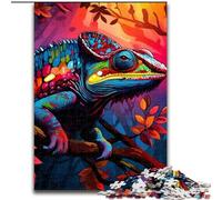 1000Pc Adults Jigsaw Puzzle Art Chameleon 1000 Piece Jigsaw Puzzles for Adults Skill Level Beginner, Great for Birthday (Szie 50x75cm)