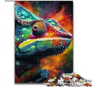 1000Pc Adults Jigsaw Puzzle Art Chameleon Made of Wood, for Teenagers Age Group 14+, Home Decor 50x75cm DIY Art Decor