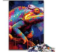 1000Pc Adults Jigsaw Puzzle Art Chameleon Made of Wood, Home Activity for Holidays, Birthdays, And Family Game Nights 50x75cm for Family Interactive Game