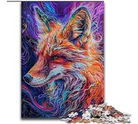 1000Pc Adults Jigsaw Puzzle Art Colourful Fox Made of Wood, for Teenagers Age Group 14+, Home Decor 50x75cm DIY Art Decor