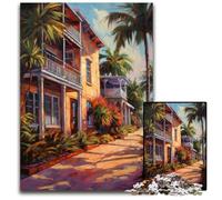 1000Pc Adults Jigsaw Puzzle Art District Miami USA Wooden Jigsaw Puzzles for Adults Interactive Family Game Brain Challenge Educational Toy 1000 PCS(75x50cm)