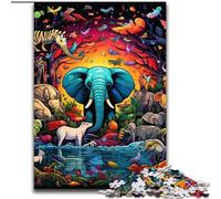 1000Pc Adults Jigsaw Puzzle Art Elephant 1000Piece Puzzle Gift DIY Fun Suitable for Home Living Room Office Decoration (Size 50x75 cm)