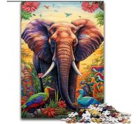 1000Pc Adults Jigsaw Puzzle Art Elephant 1000Piece Puzzle Gift DIY Fun Suitable for Home Living Room Office Decoration (Size 26x38 cm)