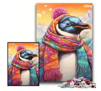 1000Pc Adults Jigsaw Puzzle Art Penguin 1000 Pieces Puzzles for Adults Family Interactive Game, Brain Teaser Gift, Educational Toy Size 50x75cm