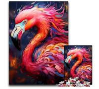 1000Pc Adults Jigsaw Puzzle Art Psychedelic Flamingo Wooden Jigsaw Puzzles for Adults Family Activity, DIY Home Decor, 50x75CM/19.68x29.52inch