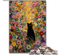1000Pc Adults Jigsaw Puzzle Artistic Abstract Black Cat Challenging Puzzles 26X38CM Ideal for Family Fun, Relaxation