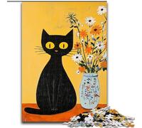 1000Pc Adults Jigsaw Puzzle Artistic Abstract Black Cat Wooden Jigsaw 50X75CM Interactive Family Game, Brain Challenge, Educational Toy
