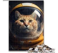 1000Pc Adults Jigsaw Puzzle Astronaut Cat Made of Wood, for Teenagers Age Group 14+, Home Decor 50x75cm Educational & Fun Indoor Game for Home Decor