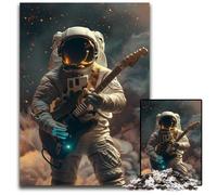 1000Pc Adults Jigsaw Puzzle Astronaut Playing Guitar Wooden Puzzles Fun Games, Is Ideal As A Gift for The Whole Family for for Age 14 50X75CM