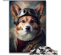 1000Pc Adults Jigsaw Puzzle Aviator Corgi 1000 Pieces Puzzles for Adults for The Whole for Women, Gifts for Men (Szie 26x38cm)
